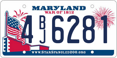 MD license plate 4BJ6281