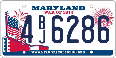 MD license plate 4BJ6286