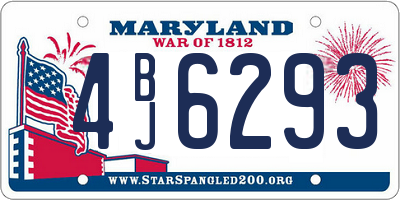 MD license plate 4BJ6293