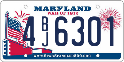 MD license plate 4BJ6301