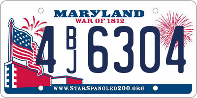 MD license plate 4BJ6304