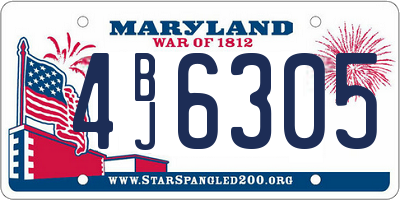 MD license plate 4BJ6305