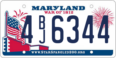 MD license plate 4BJ6344