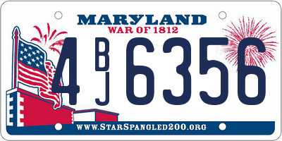 MD license plate 4BJ6356