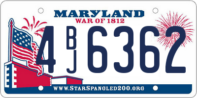 MD license plate 4BJ6362