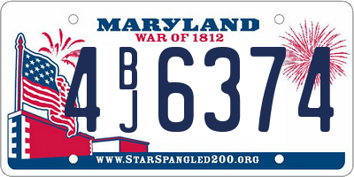 MD license plate 4BJ6374