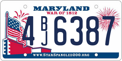 MD license plate 4BJ6387