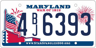MD license plate 4BJ6393
