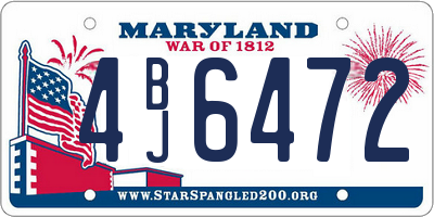 MD license plate 4BJ6472