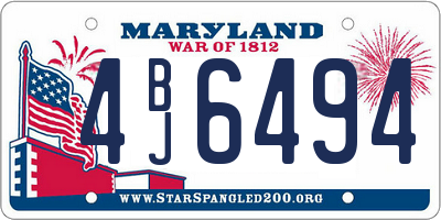 MD license plate 4BJ6494