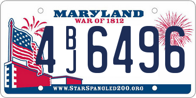 MD license plate 4BJ6496