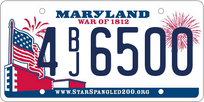 MD license plate 4BJ6500