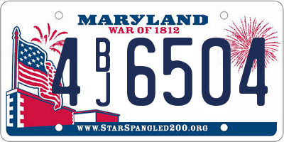 MD license plate 4BJ6504