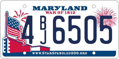 MD license plate 4BJ6505