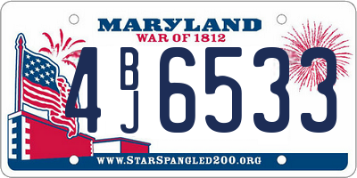 MD license plate 4BJ6533