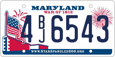 MD license plate 4BJ6543