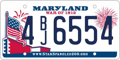 MD license plate 4BJ6554