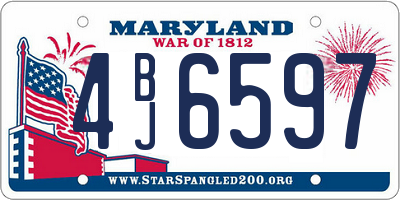 MD license plate 4BJ6597