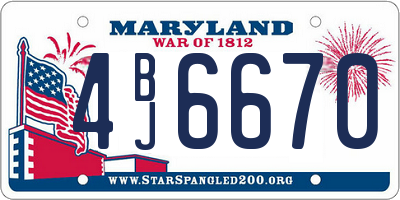 MD license plate 4BJ6670