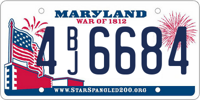 MD license plate 4BJ6684