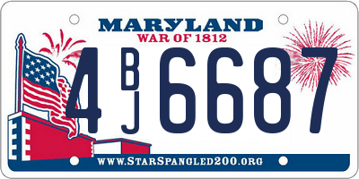 MD license plate 4BJ6687