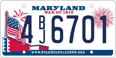 MD license plate 4BJ6701