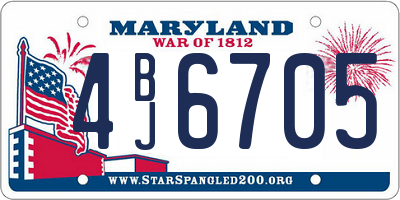 MD license plate 4BJ6705