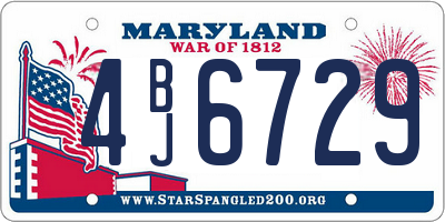 MD license plate 4BJ6729