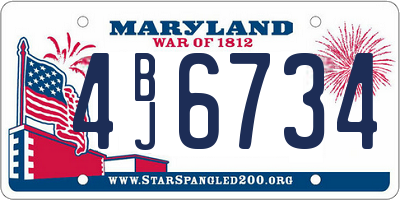MD license plate 4BJ6734