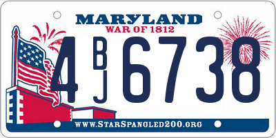 MD license plate 4BJ6738