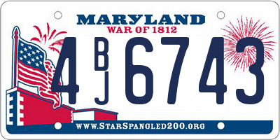 MD license plate 4BJ6743
