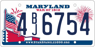 MD license plate 4BJ6754