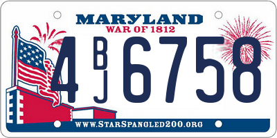 MD license plate 4BJ6758