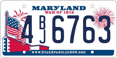 MD license plate 4BJ6763