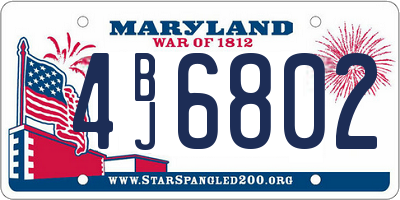 MD license plate 4BJ6802