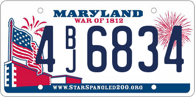 MD license plate 4BJ6834