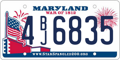 MD license plate 4BJ6835