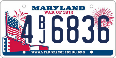 MD license plate 4BJ6836