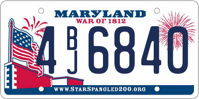 MD license plate 4BJ6840