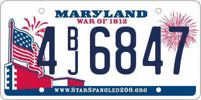 MD license plate 4BJ6847