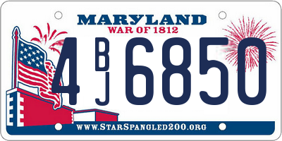 MD license plate 4BJ6850