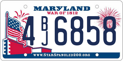 MD license plate 4BJ6858