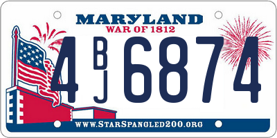 MD license plate 4BJ6874