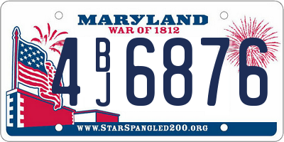 MD license plate 4BJ6876