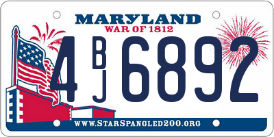 MD license plate 4BJ6892
