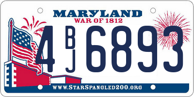 MD license plate 4BJ6893
