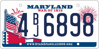 MD license plate 4BJ6898
