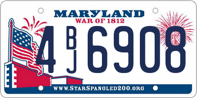MD license plate 4BJ6908