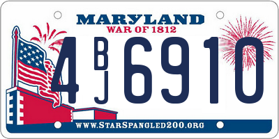 MD license plate 4BJ6910