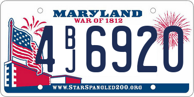MD license plate 4BJ6920